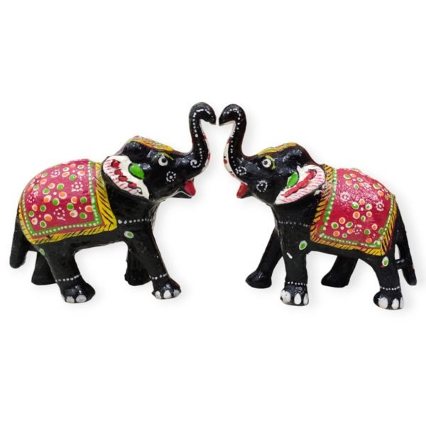 Rajasthani Acrylic Handcraft Elephant Statue set of 2 for Decoration (6 inch)