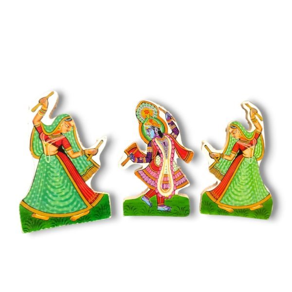 Exquisite Shri DP Ras Leela Set for Laddu Gopal Ji – Gopal & Gopi MDF Cutouts for Temple Decoration (4 Inch) - Image 3