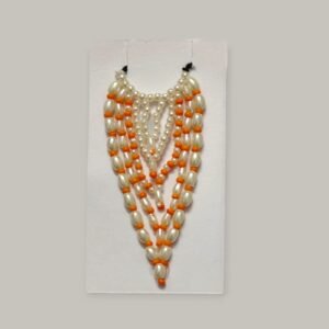 White Moti Mala ji with Orange Beads