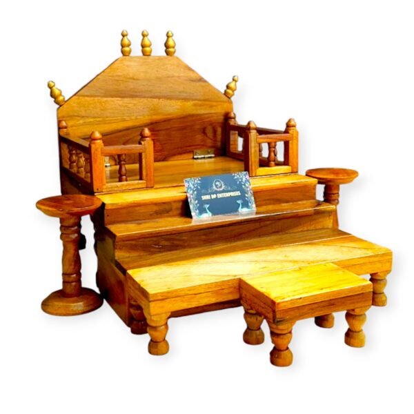 Exquisite Wooden Khand Paat for Laddu Gopal ji (Sagwan Wood) - (Height -17") - Image 3