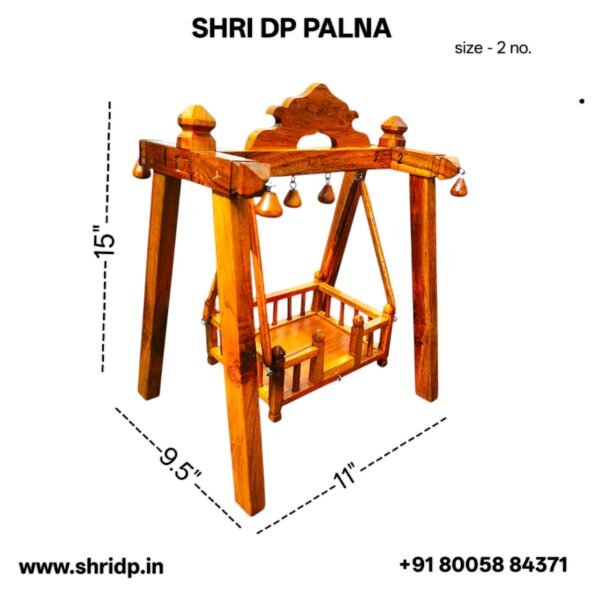 Authentic Sagwan Wood Cradle/ Wooden Palna for Laddu Gopal ji/ Shrinath ji Pusti Seva (Available in 3 Size) - Image 3
