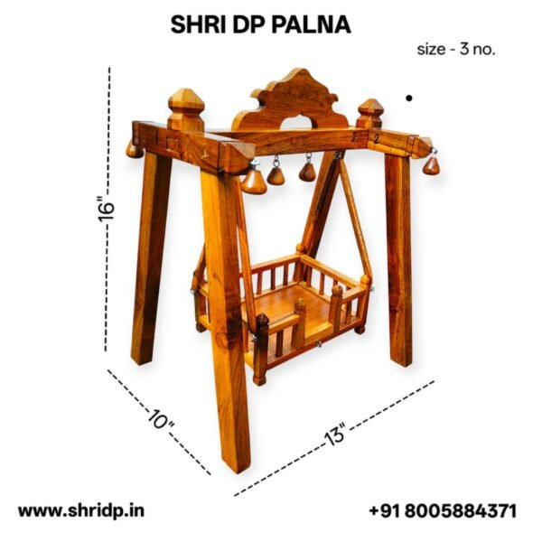 Authentic Sagwan Wood Cradle/ Wooden Palna for Laddu Gopal ji/ Shrinath ji Pusti Seva (Available in 3 Size) - Image 4