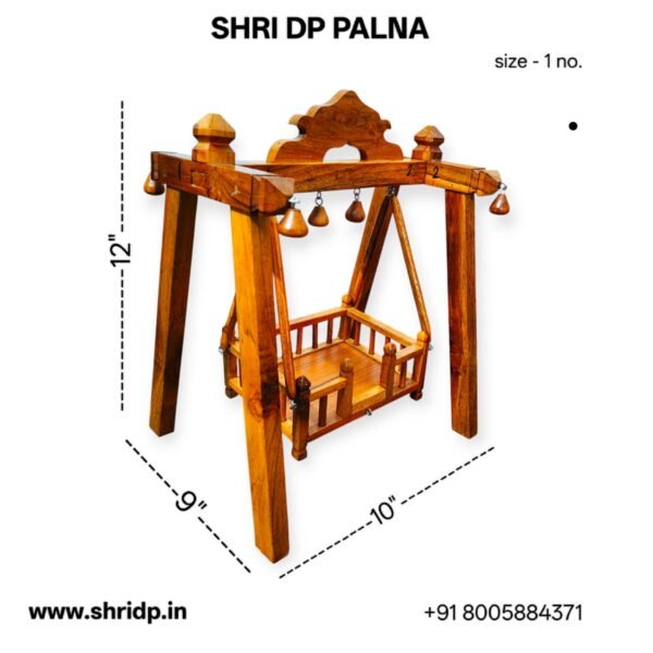 Authentic Sagwan Wood Cradle/ Wooden Palna for Laddu Gopal ji/ Shrinath ji Pusti Seva (Available in 3 Size) - Image 2