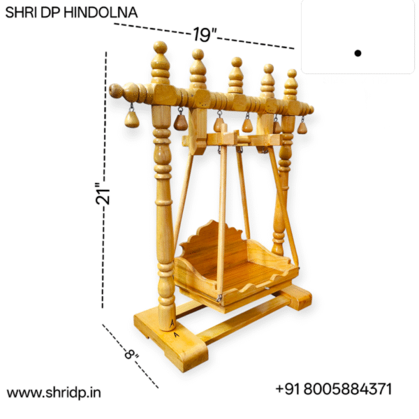Shri D.P. Authentic Sagwan Wood Hindola for Laddu Gopal Ji / Shrinath Ji – For Pushtimargiya Seva (Size - 21 x 19 inch)) - Image 3
