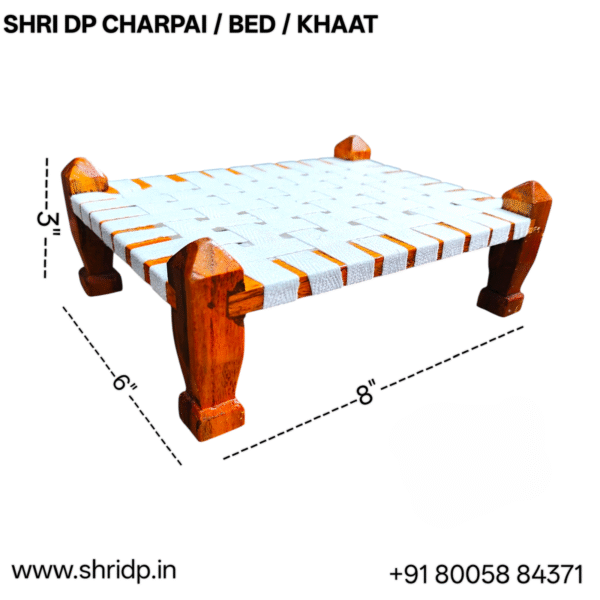 Adorable Sagwan Wood Charpai / Khaat for Kanha Ji / Laddu Gopal Ji and Other Deities (Available in 2 Size) - Image 4