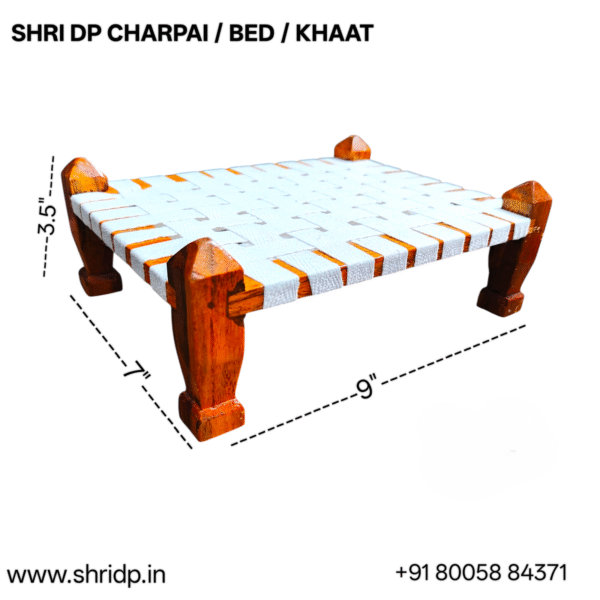 Adorable Sagwan Wood Charpai / Khaat for Kanha Ji / Laddu Gopal Ji and Other Deities (Available in 2 Size) - Image 3