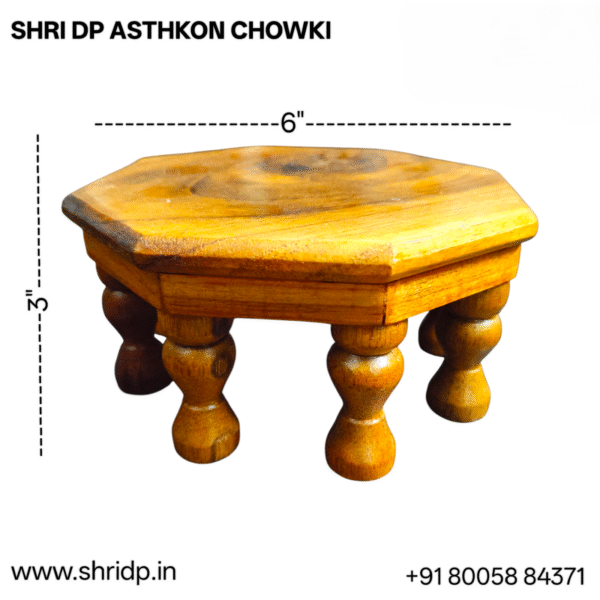 Sacred Wooden Ashtkon Chowki / Patla  (Available in 4 size) - Image 5