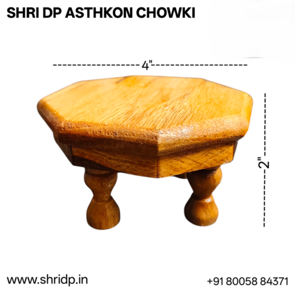 Sacred Wooden Ashtkon Chowki / Patla  (Available in 4 size) - Image 3