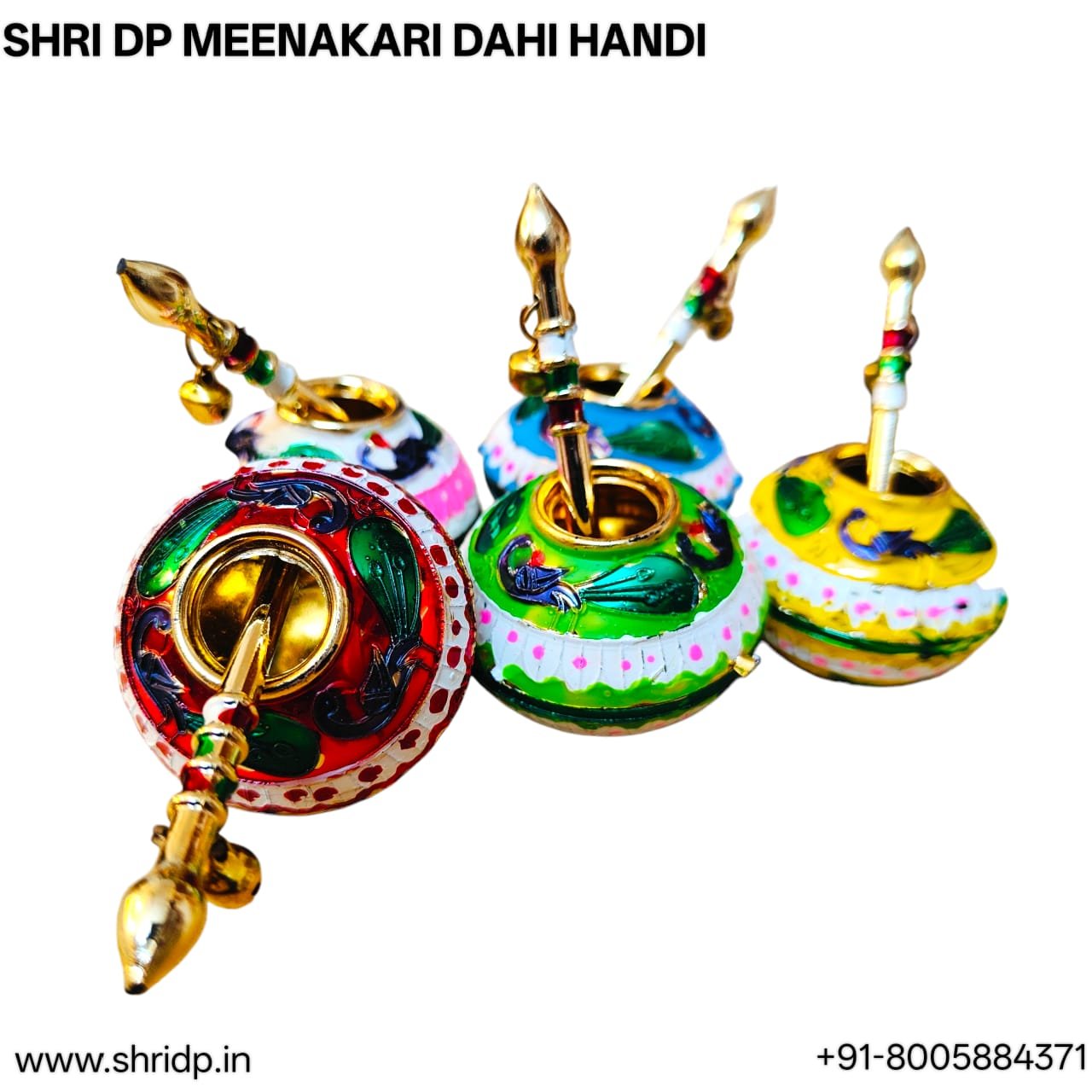 Charming Meenakari Dahi Handi/ Mataki - Set of 2 Random Color (2 inch) 2 Charming Meenakari Dahi Handi/ Mataki - Set of 2 Random Color (2 inch) - Image 2