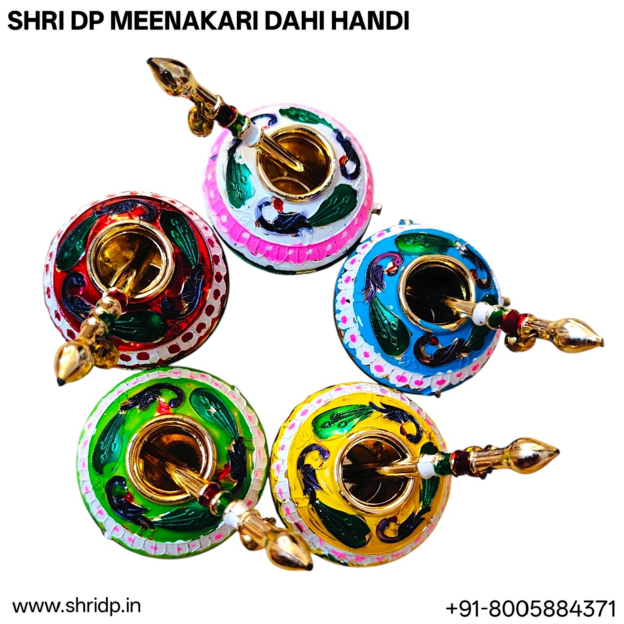 Charming Meenakari Dahi Handi/ Mataki - Set of 2 Random Color (2 inch) 3 Charming Meenakari Dahi Handi/ Mataki - Set of 2 Random Color (2 inch) - Image 3