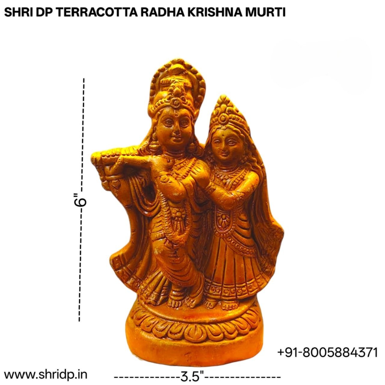 Exquisite Terracotta Radha Krishna Idol (6 inch) 1 Terracotta Radha Krishna Idol